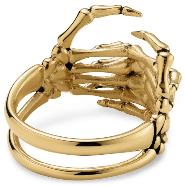 Lucleon Aspero | Bague Mains De Squelette En Acier Inoxydable Doré 4