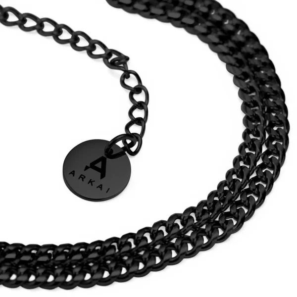 Arkai Bracelet Rico – Gourmette à Double Chaîne Noire 5