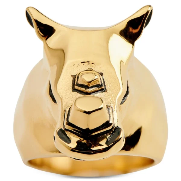 Moody Mason Bague Dorée à Tête De Rhino Mack 3