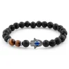 Neshraw Bracelet Pierres De Lave Marron 8