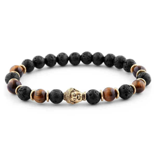 Neshraw Bracelet Tibétain Pierres De Lave Et Oeil De Tigre 1