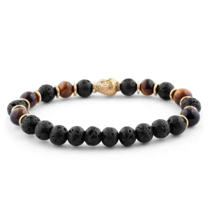 Neshraw Bracelet Tibétain Pierres De Lave Et Oeil De Tigre 10