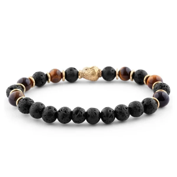Neshraw Bracelet Tibétain Pierres De Lave Et Oeil De Tigre 3