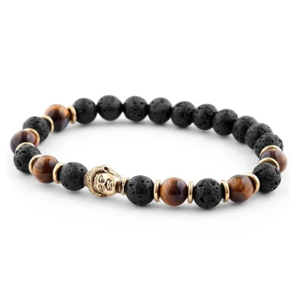 Neshraw Bracelet Tibétain Pierres De Lave Et Oeil De Tigre 6