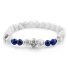 Neshraw Bracelet Blanc Avec Tête De Mort Argentée 16