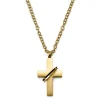 Lucleon Collier à Petit Pendentif Croix Doré Serti D’un Anneau 16