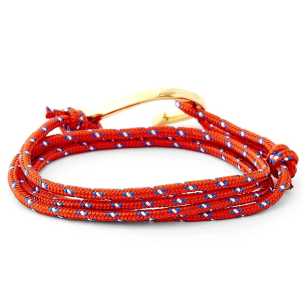 Tailor Toki Bracelet L’hameçon Doré à Cordon Rouge Blanc Et Bleu 4
