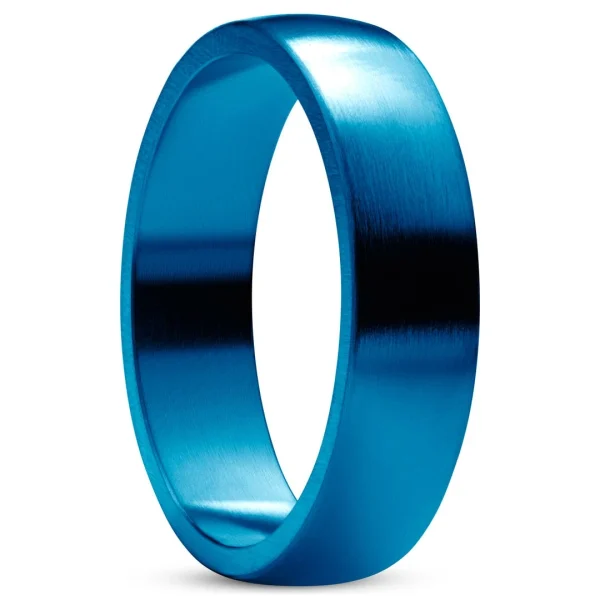 Lucleon Ferrum | Anneau Bleu En Acier Inoxydable Brossé – Profil En ‘D’ – 6 Mm 1