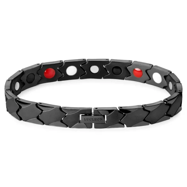 Lucleon Bracelet Magnétique Asymétrique En Titane Noir 4