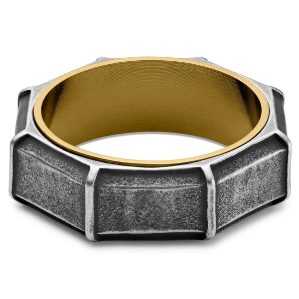 Lucleon Bague En Acier Doré Et Noir Vintage Pearce Torque 5