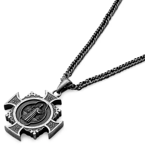 Lucleon Sanctus | Collier Argenté Vintage à Pendentif Croix De Saint-Benoît 6