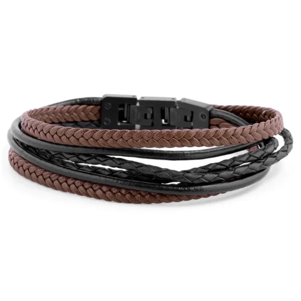 Lucleon Triple Bracelet Roy En Cuir Noir Et Marron 1