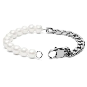Lucleon Chaîne Gourmette Argentée Et Bracelet De Perles Chad Amager 10