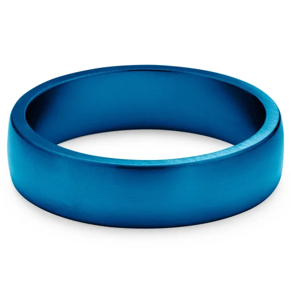 Lucleon Ferrum | Anneau Bleu En Acier Inoxydable Brossé – Profil En ‘D’ – 6 Mm 6