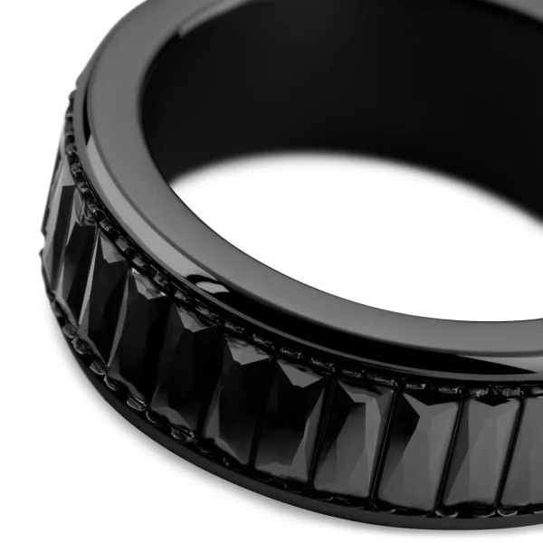 Seizmont Enthumema | Anneau Anti-stress En Acier Et Zircones Noirs – 8 Mm 4