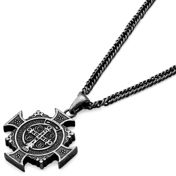 Lucleon Sanctus | Collier Argenté Vintage à Pendentif Croix De Saint-Benoît 7