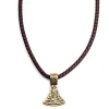 Fort Tempus Collier En Cuir Marron Et Hache Nordique Dorée 22
