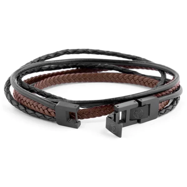 Lucleon Triple Bracelet Roy En Cuir Noir Et Marron 7