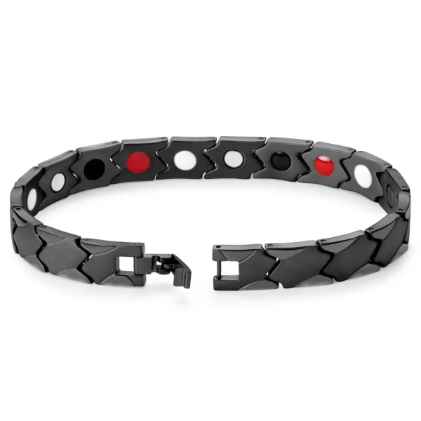 Lucleon Bracelet Magnétique Asymétrique En Titane Noir 3