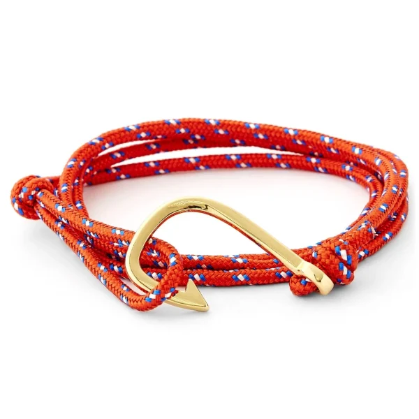 Tailor Toki Bracelet L’hameçon Doré à Cordon Rouge Blanc Et Bleu 1