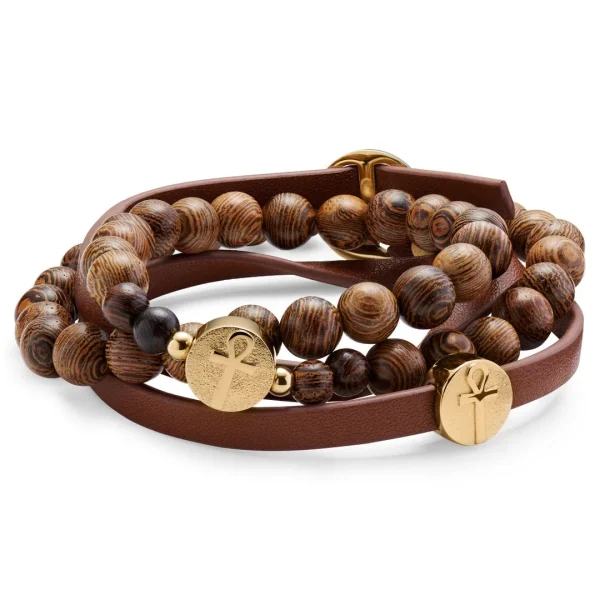 Lucleon Set De Bracelets Bruns Et Dorés Ankh 1