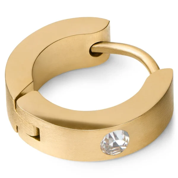 Lucleon Boucle D’oreille En Métal Doré Sertie D’une Zircone Cubique 1