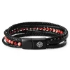 Lucleon Bracelet Naxos En Cuir Noir Et Perles De Jaspe Impérial Rouge 11