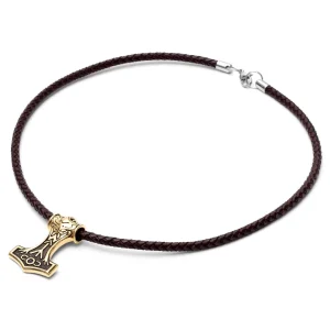 Fort Tempus Collier En Cuir Marron Et Pendentif Celtique Double Face Doré 10