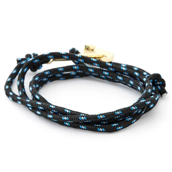 Tailor Toki Bracelet L’ancre Dorée à Cordon Noir, Blanc Et Bleu 4