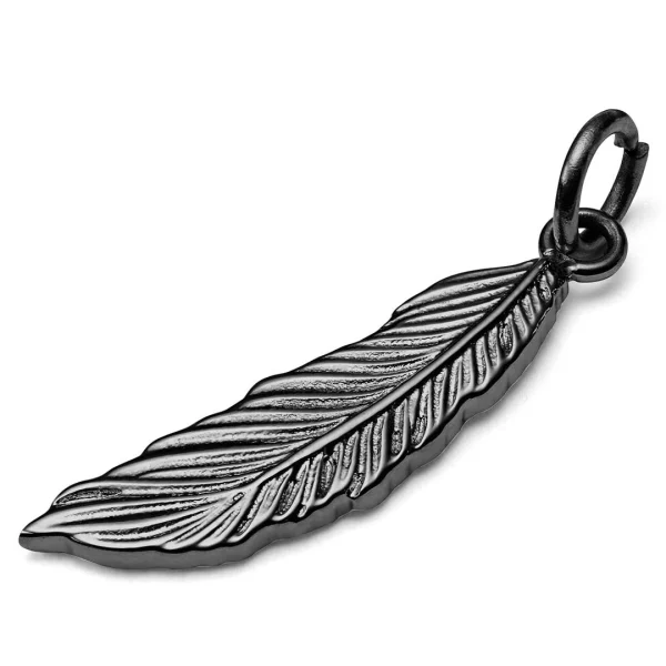 Lucleon Pendentif Pour Boucle D’oreille – Plume En Acier Noir 1