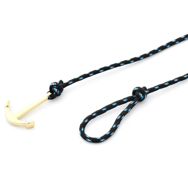 Tailor Toki Bracelet L’ancre Dorée à Cordon Noir, Blanc Et Bleu 3