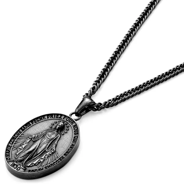 Lucleon Sanctus | Collier Argenté Vintage Avec Médaille Miraculeuse 5