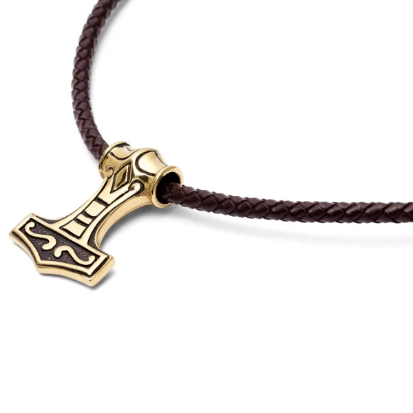 Fort Tempus Collier En Cuir Marron Et Pendentif Celtique Double Face Doré 5