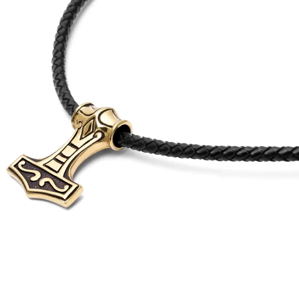 Fort Tempus Collier En Cuir Noir à Pendentif Celtique Double Face Doré 5