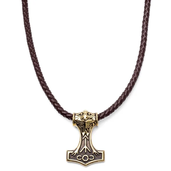 Fort Tempus Collier En Cuir Marron Et Pendentif Celtique Double Face Doré 1
