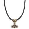 Fort Tempus Collier En Cuir Noir à Pendentif Celtique Double Face Doré 14