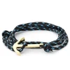 Tailor Toki Bracelet L’ancre Dorée à Cordon Noir, Blanc Et Bleu 13