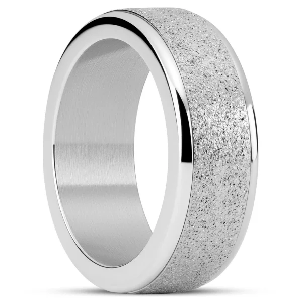 Seizmont Enthumema | Anneau Anti-stress En Acier Inoxydable Argenté Scintillant – 8 Mm 1