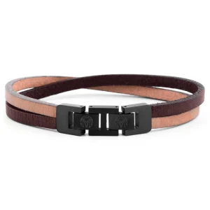Lucleon Bracelet Roy à Simple Tour En Cuir Bicolore à Fermoir Noir 10