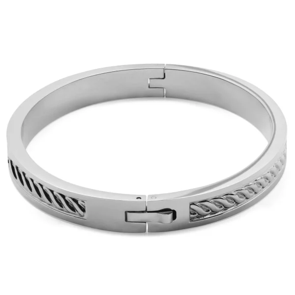 Lucleon Bracelet Jonc Arie Argenté à Torsades 3