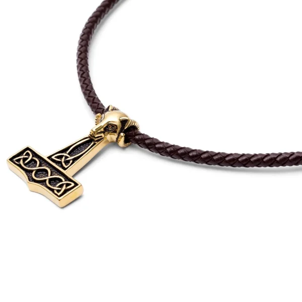 Fort Tempus Collier En Cuir Marron « Le Loup Doré » 5