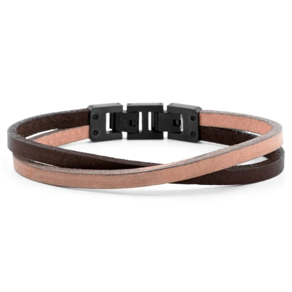 Lucleon Bracelet Roy à Simple Tour En Cuir Bicolore à Fermoir Noir 1