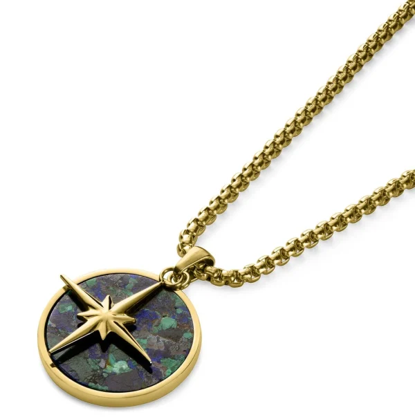 Arkai Atlas | Collier Doré à Pendentif étoile Polaire Et Pierre D’azurite Et Malachite 6