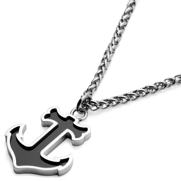Lucleon Collier Tadd En Acier Avec Ancre Et Onyx 3
