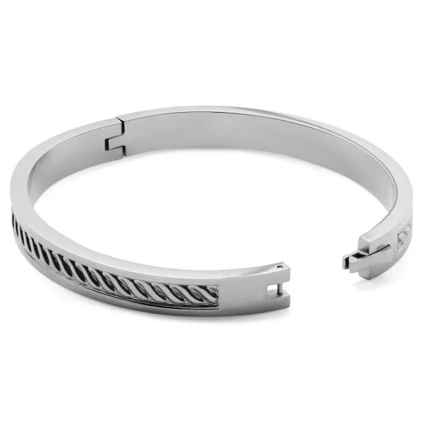 Lucleon Bracelet Jonc Arie Argenté à Torsades 4
