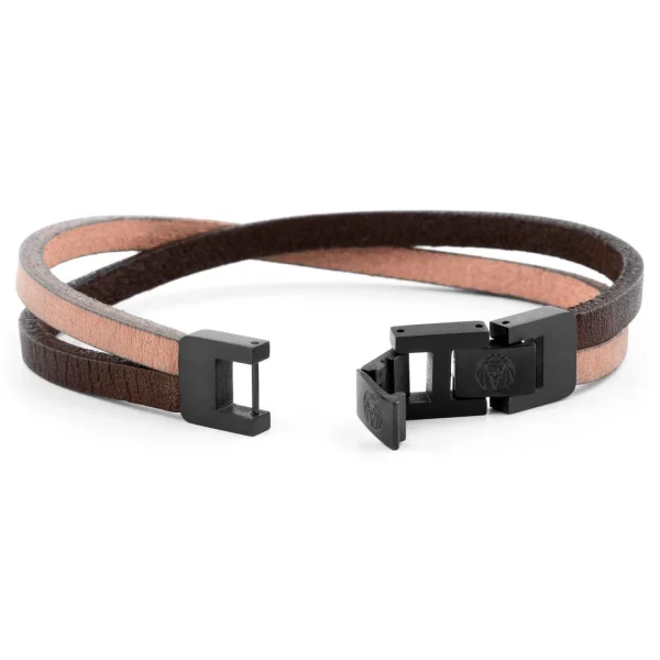 Lucleon Bracelet Roy à Simple Tour En Cuir Bicolore à Fermoir Noir 4