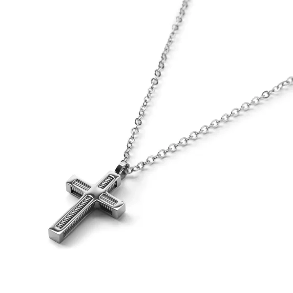 Fort Tempus Collier à Croix En Acier Spiralé 3