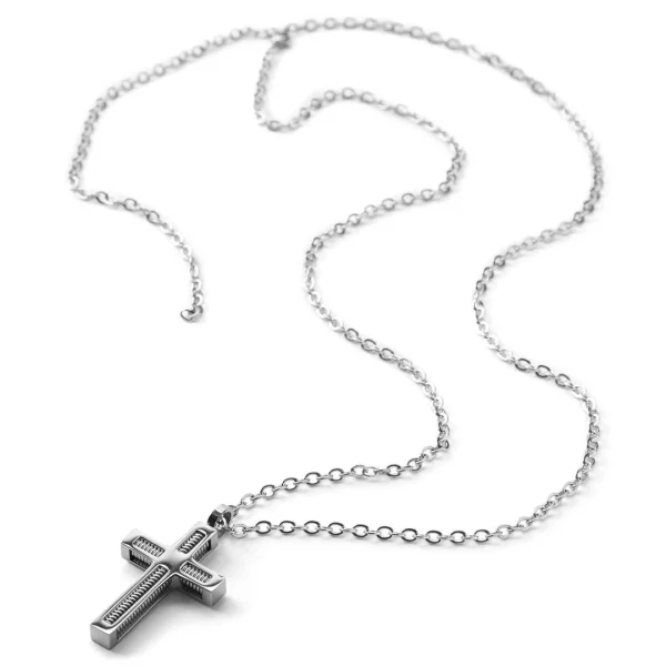 Fort Tempus Collier à Croix En Acier Spiralé 5