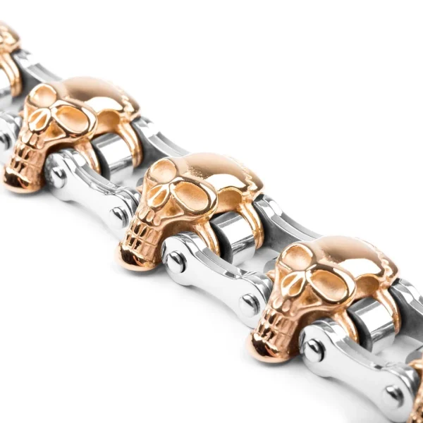 Fort Tempus Bracelet Biker En Acier Chirurgical De Couleur Or Et Argent 6