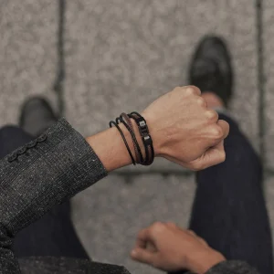 Lucleon Triple Bracelet Roy En Cuir Noir Et Marron 14